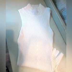 White mock sleeveless sweater